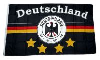 Fahne / Flagge Deutschland Fußball 4 Sterne schwarz 150 x 250 cm