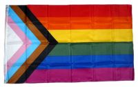 Fahne / Flagge Progress Pride Regenbogen 90 x 150 cm