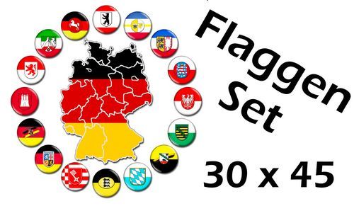Flaggenset Deutschland 16 Bundesländer 30 x 45 cm, Flaggenpakete, Sonderformate