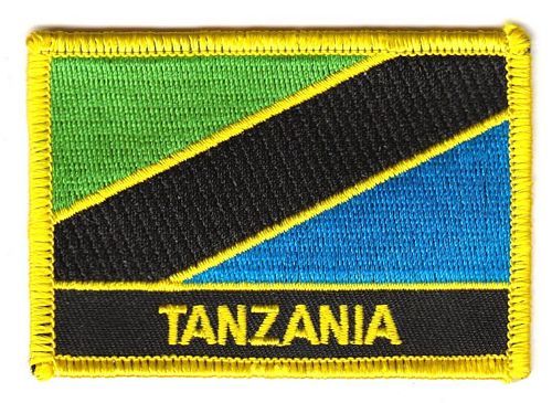 Fahnen Aufnäher Tansania Schrift