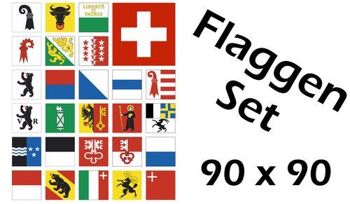 Flaggenset Schweiz 26 Kantone 90 x 90 cm
