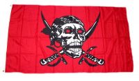 Fahne / Flagge Pirat Totenkopf rot 90 x 150 cm