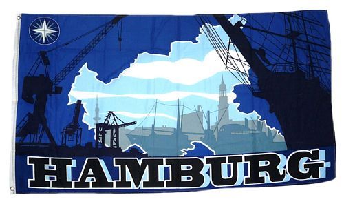 Fahne / Flagge Hamburg Silhouette 90 x 150 cm