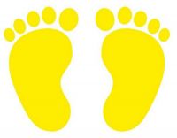 Aufkleber Sticker Füße Fußspuren gelb