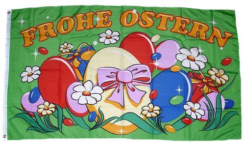 Fahne Frohe Ostern Henne Eier Hissflagge 90 x 150 cm Flagge 