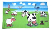 Fahne / Flagge Kühe und Schafe an der Küste 30 x 45 cm