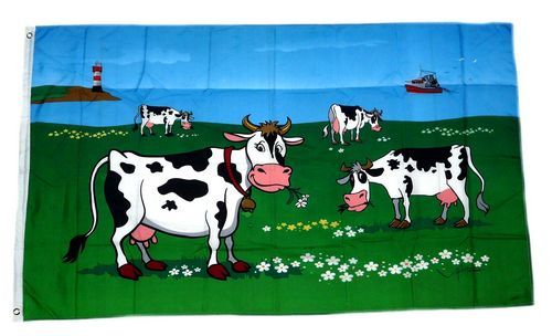 Fahne / Flagge Kühe an der Küste 90 x 150 cm