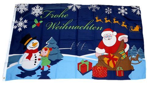 Fahne Frohe Weihnachten Schlitten Sack Hissflagge 90 x 150 cm Flagge 