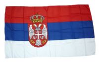 Fahne / Flagge Serbien Wappen 30 x 45 cm