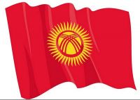 Fahnen Aufkleber Sticker Kirgistan wehend