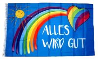 Fahne / Flagge Alles wird gut Regenbogen 90 x 150 cm