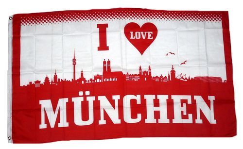 Fahne / Flagge I Love München 90 x 150 cm
