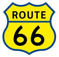 Aufkleber Sticker Route 66 gelb