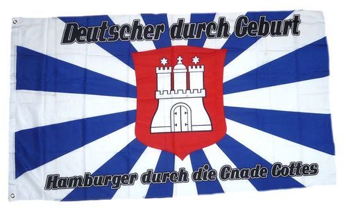 Fahne / Flagge Hamburger durch die Gnade Gottes 90 x 150 cm