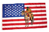 Fahne / Flagge USA - Indianer auf Pferd 90 x 150 cm