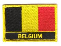 Fahnen Aufnäher Belgien Schrift