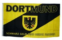 Fahne / Flagge Dortmund Wappen schwarz / gelb 90 x 150 cm