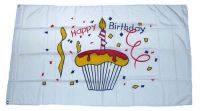Fahne / Flagge Happy Birthday Kuchen 90 x 150 cm