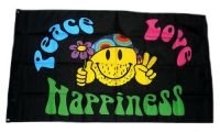Fahne / Flagge Peace Love Happiness 90 x 150 cm