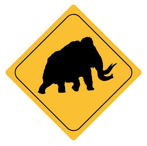 Aufkleber Sticker Achtung Mammut Autoaufkleber
