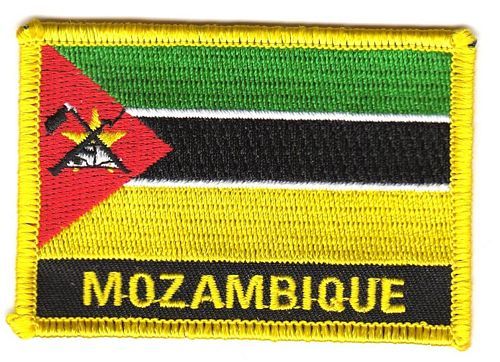 Fahnen Aufnäher Mosambik Schrift