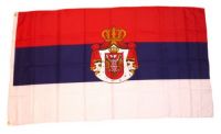 Fahne / Flagge Serbien großen Wappen 90 x 150 cm