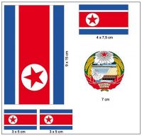 Fahnen Aufkleber Set Nordkorea