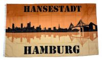Fahne / Flagge Hansestadt Hamburg Silhouette 90 x 150 cm