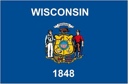 Fahnen Aufkleber Sticker USA - Wisconsin