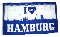 Fahne / Flagge I Love Hamburg 90 x 150 cm