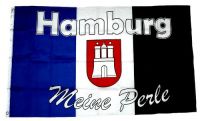 Fahne / Flagge Hamburg Meine Perle Tricolore 90 x 150 cm