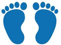 Aufkleber Sticker Füße Fußspuren blau