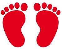 Aufkleber Sticker Füße Fußspuren rot