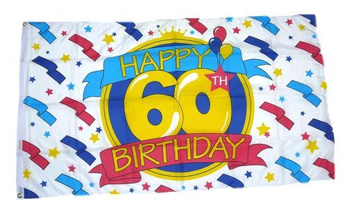 Fahne / Flagge Happy Birthday 60. Geburtstag 90 x 150 cm