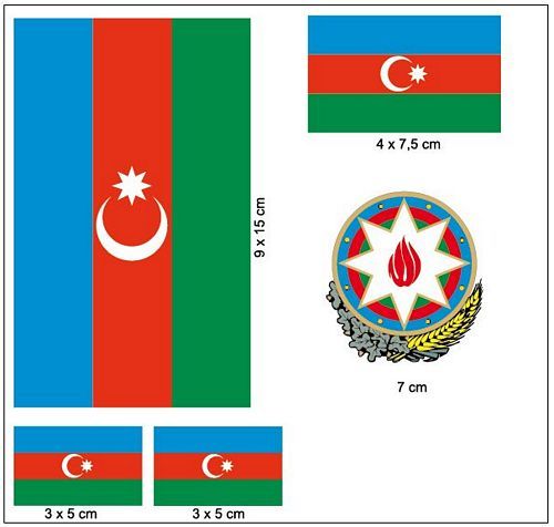 Fahnen Aufkleber Set Aserbaidschan