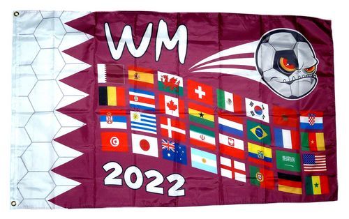 Flagge / Fahne WM 2022 Katar Teilnehmer 90 x 150 cm