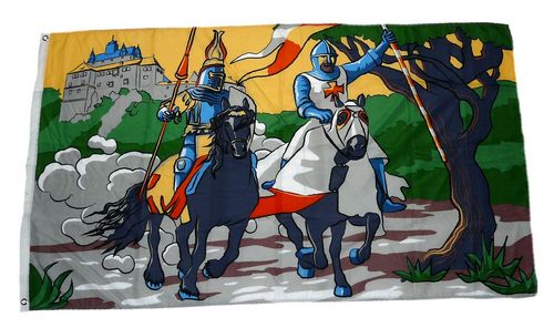 Fahne Ritter mit Pferd schwarz Hissflagge 90 x 150 cm Flagge 