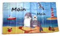 Fahne / Flagge Moin Moin Seehund Baby 90 x 150 cm