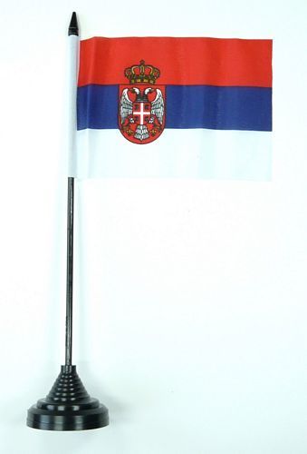 Fahne / Tischflagge Serbien Wappen 11 x 16 cm Flaggen