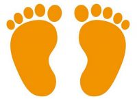 Aufkleber Sticker Füße Fußspuren orange