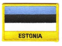 Fahnen Aufnäher Estland Schrift