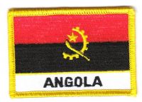 Fahnen Aufnäher Angola Schrift