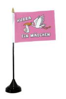 Tischfahne Hurra ein Mädchen NEU 11 x 16 cm Flagge Fahne