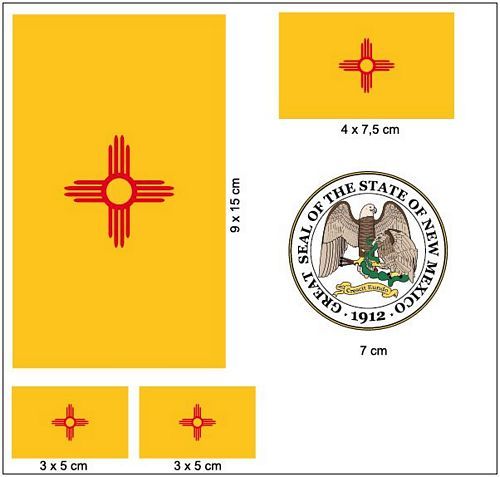 Fahnen Aufkleber Set USA - New Mexico